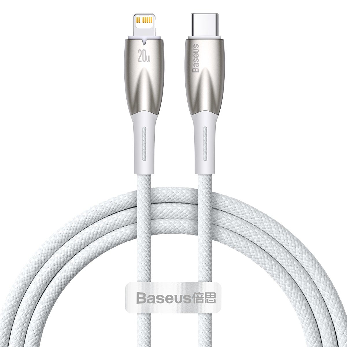 Baseus Glimmer Series USB-C - Cabo de carregamento e dados Lightning, 20W, 1m, branco CADH000002