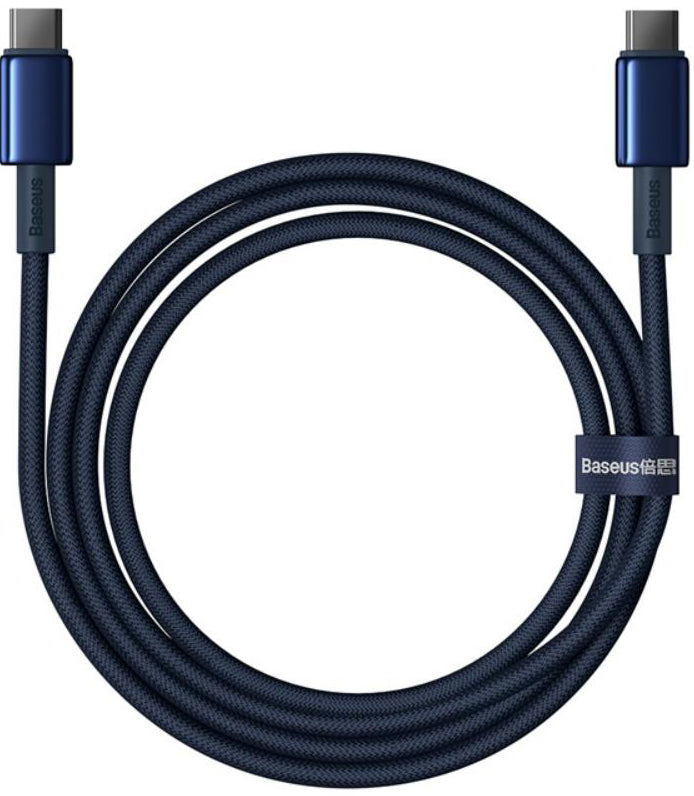 Cabo de Dados e Carregamento USB-C - USB-C Baseus Tungsten Gold, 100W, 1m, Azul-marinho P10319800321-03