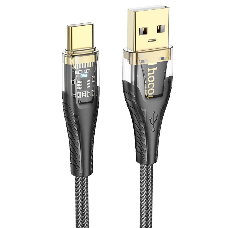 Cabo de Dados e Carregamento USB-A - USB-C HOCO U121, 18W, 1.2m, Preto