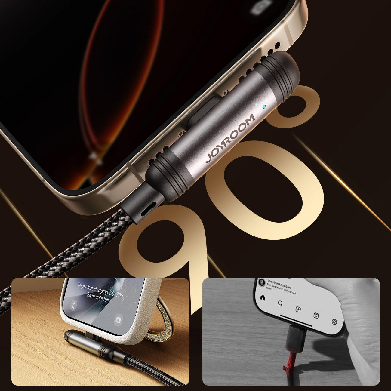 Cabo de Dados e Carregamento USB-A - USB-C Joyroom S-A56 EnjoyX Angled, 20W, 1.2m, Preto