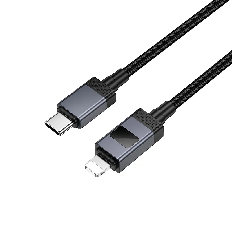 Cabo de Dados e Carregamento USB-C - Lightning HOCO X118 Display, 27W, 1m, Preto