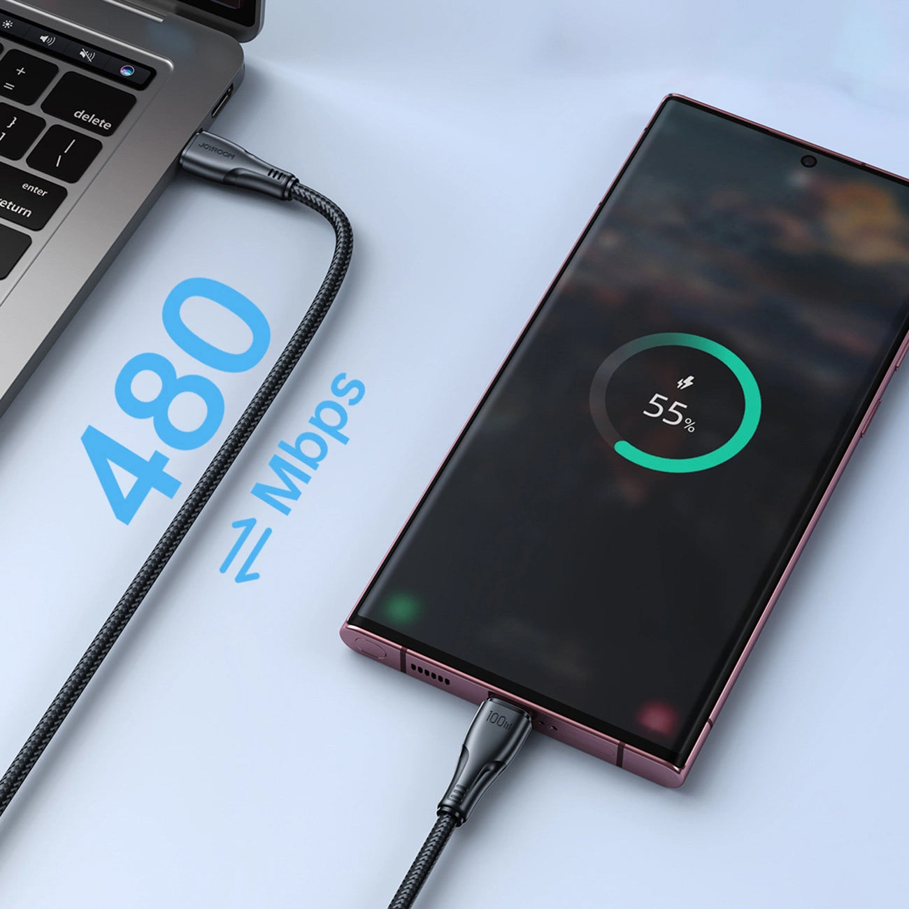 Cabo de Dados e Carregamento USB-C - USB-C Joyroom S-A11, 60W, 0.25m, Preto