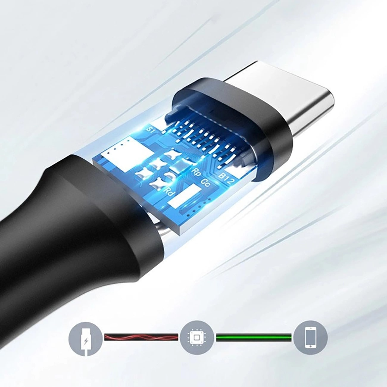 Cabo de Dados e Carregamento USB-A - USB-C UGREEN US184, 18W, 0.5m, Preto