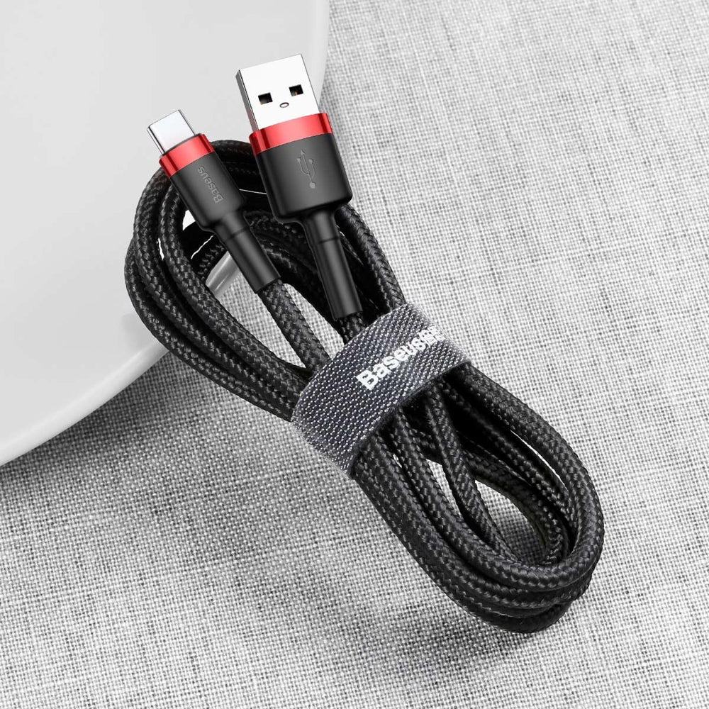 Cabo de Dados e Carregamento USB-A - USB-C Baseus Cafule, 60W, 0.5m, Vermelho CATKLF-A91