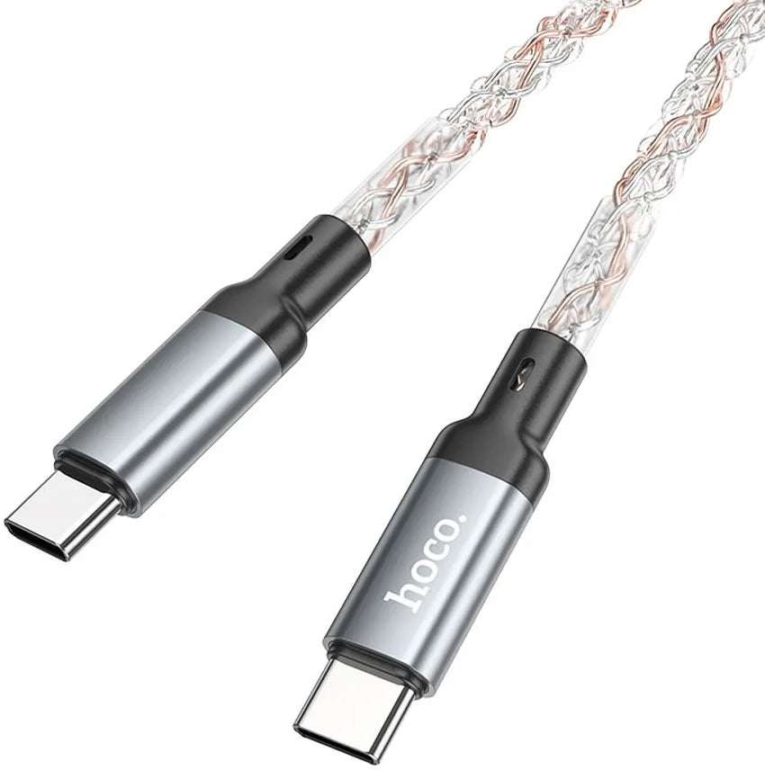Cabo de Dados e Carregamento USB-C - USB-C HOCO U112, 60W, 1m, Cinzento
