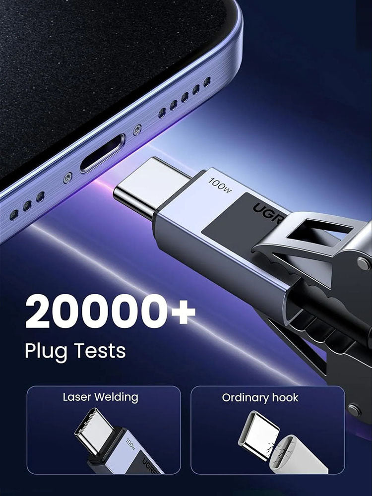 Cabo de Dados e Carregamento USB-C - USB-C UGREEN L512, 100W, 3m, Cinzento