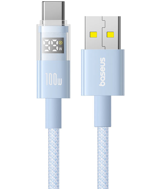 Cabo de Dados e Carregamento USB-A - USB-C Baseus Display 2, 100W, 1m, Azul P10382701311-00