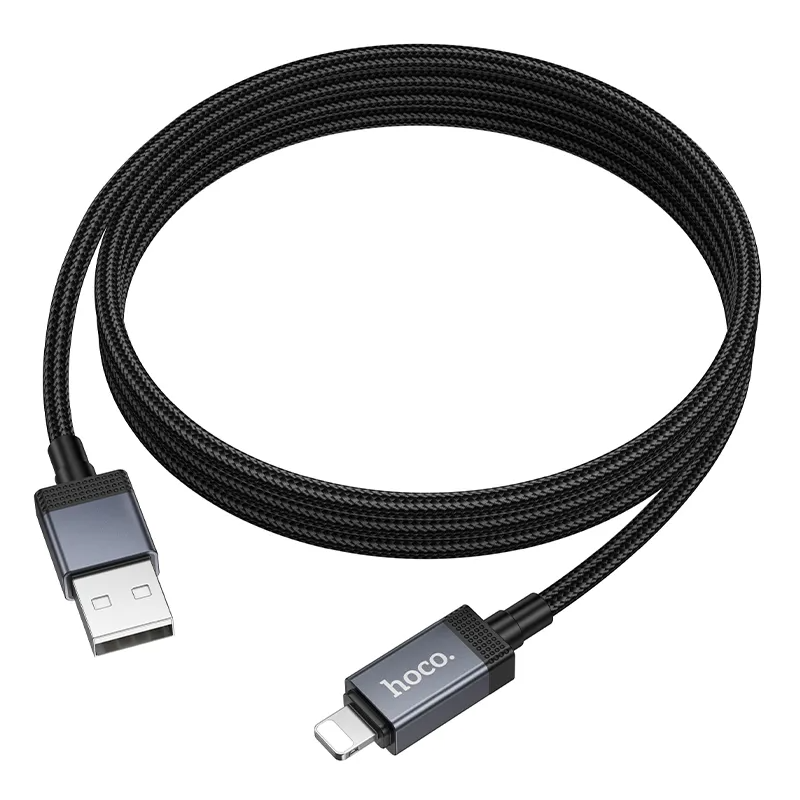 Cabo de Dados e Carregamento USB-A - Lightning HOCO X118 Display, 12W, 1m, Preto