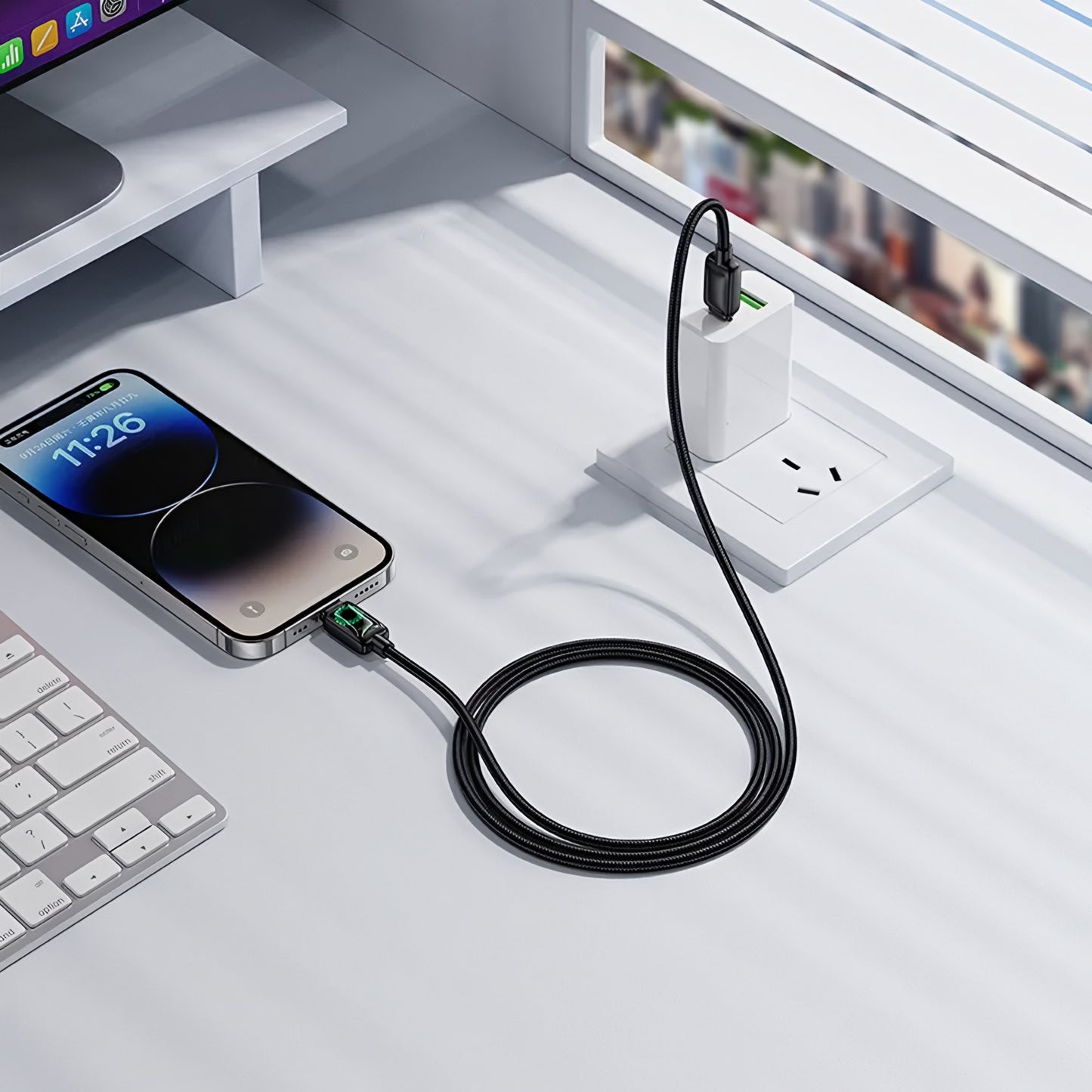 Cabo de Dados e Carregamento USB-C - Lightning HOCO U146, 30W, 1.2m, Preto
