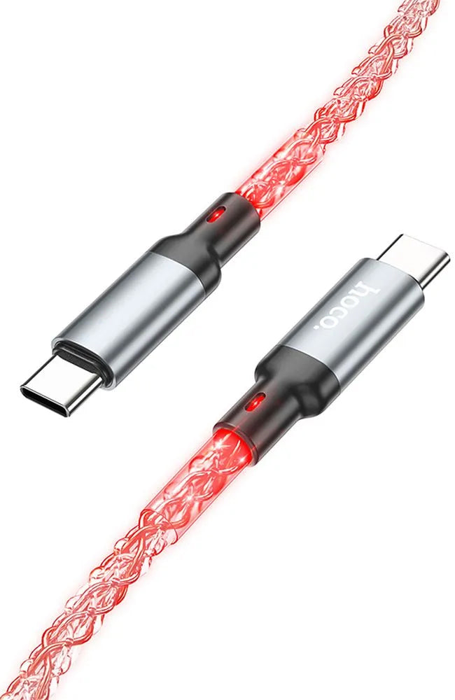 Cabo de Dados e Carregamento USB-C - USB-C HOCO U112, 60W, 1m, Cinzento