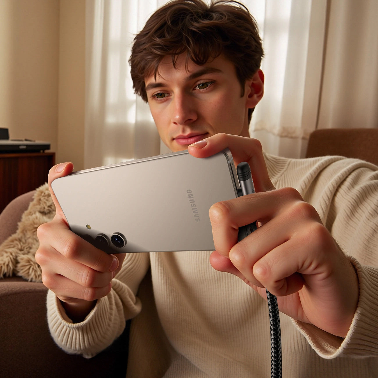 Cabo de Dados e Carregamento USB-A - USB-C Joyroom S-A56 EnjoyX Angled, 20W, 1.2m, Preto