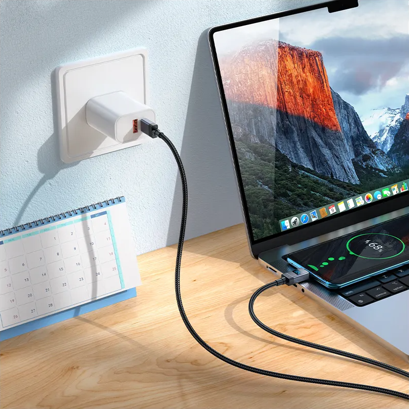 Cabo de Dados e Carregamento USB-C - USB-C HOCO X118 Display, 60W, 1m, Preto