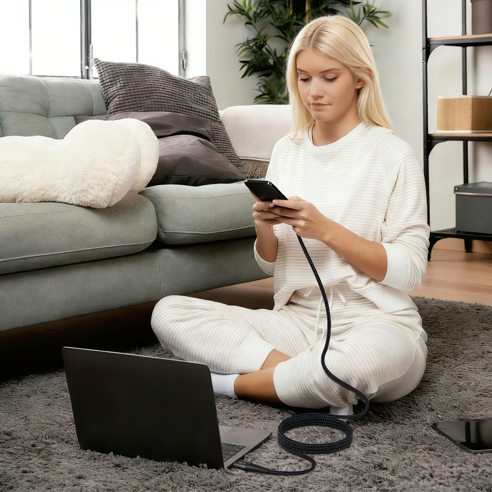 Cabo de Dados e Carregamento USB-C - USB-C Tech-Protect UB11T Ultraboost, 100W, 2m, Preto