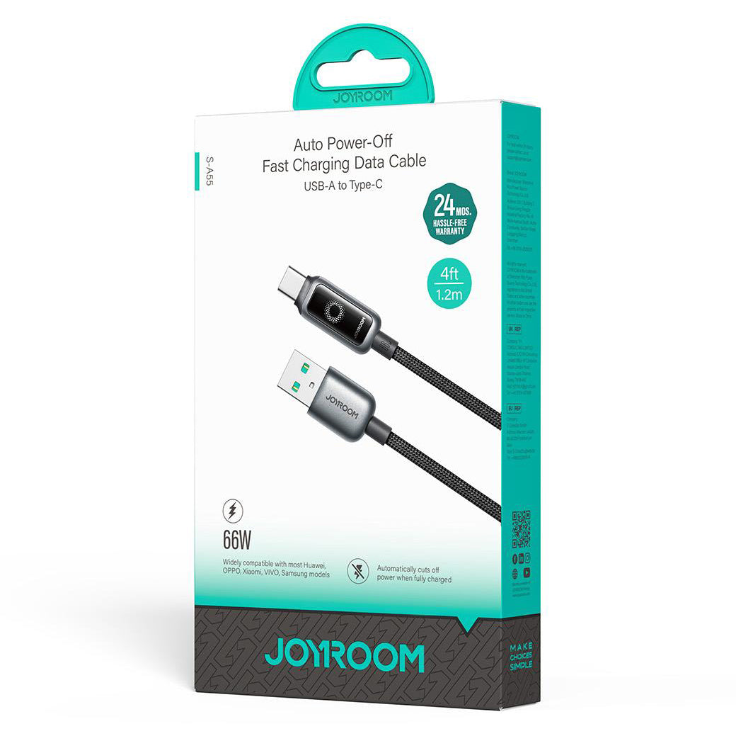 Cabo de Dados e Carregamento USB-A - USB-C Joyroom S-A55 StarFlight Display, 66W, 1.2m, Preto