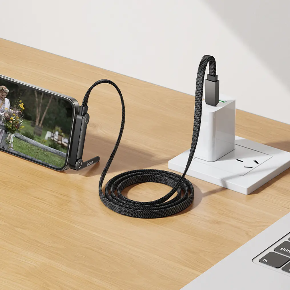 Cabo de Dados e Carregamento USB-C - USB-C HOCO U150 Exquisite, 60W, 1,2m, Preto