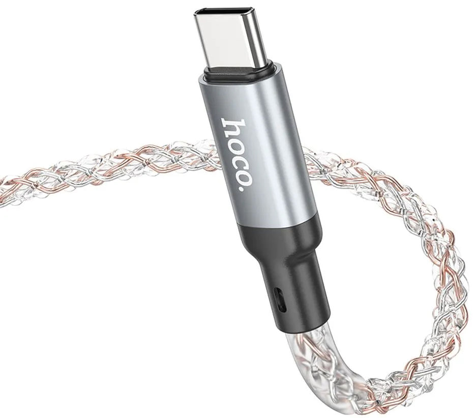 Cabo de Dados e Carregamento USB-C - USB-C HOCO U112, 60W, 1m, Cinzento