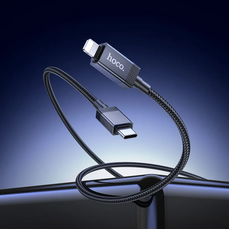 Cabo de Dados e Carregamento USB-C - Lightning HOCO X118 Display, 27W, 1m, Preto