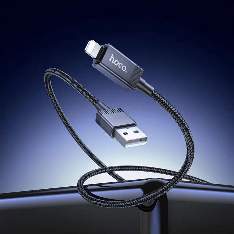 Cabo de Dados e Carregamento USB-A - Lightning HOCO X118 Display, 12W, 1m, Preto