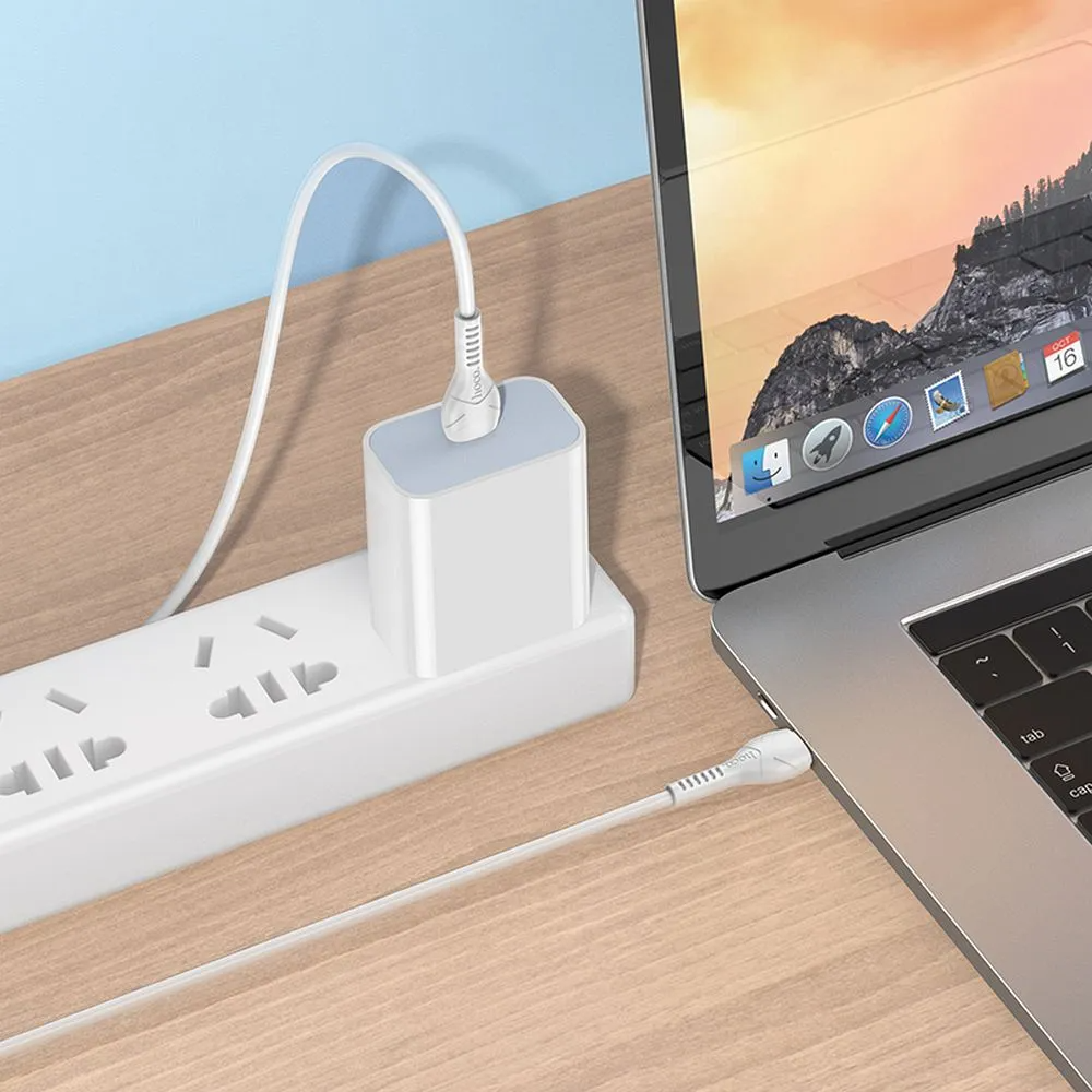 Cabo de Dados e Carregamento USB-C - USB-C HOCO X37, 60W, 1m, Branco