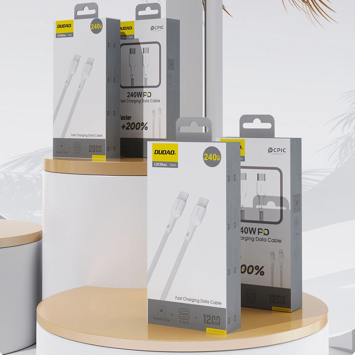 Cabo de Dados e Carregamento USB-C - USB-C Dudao L9C Max, 240W, 1,2m, Branco