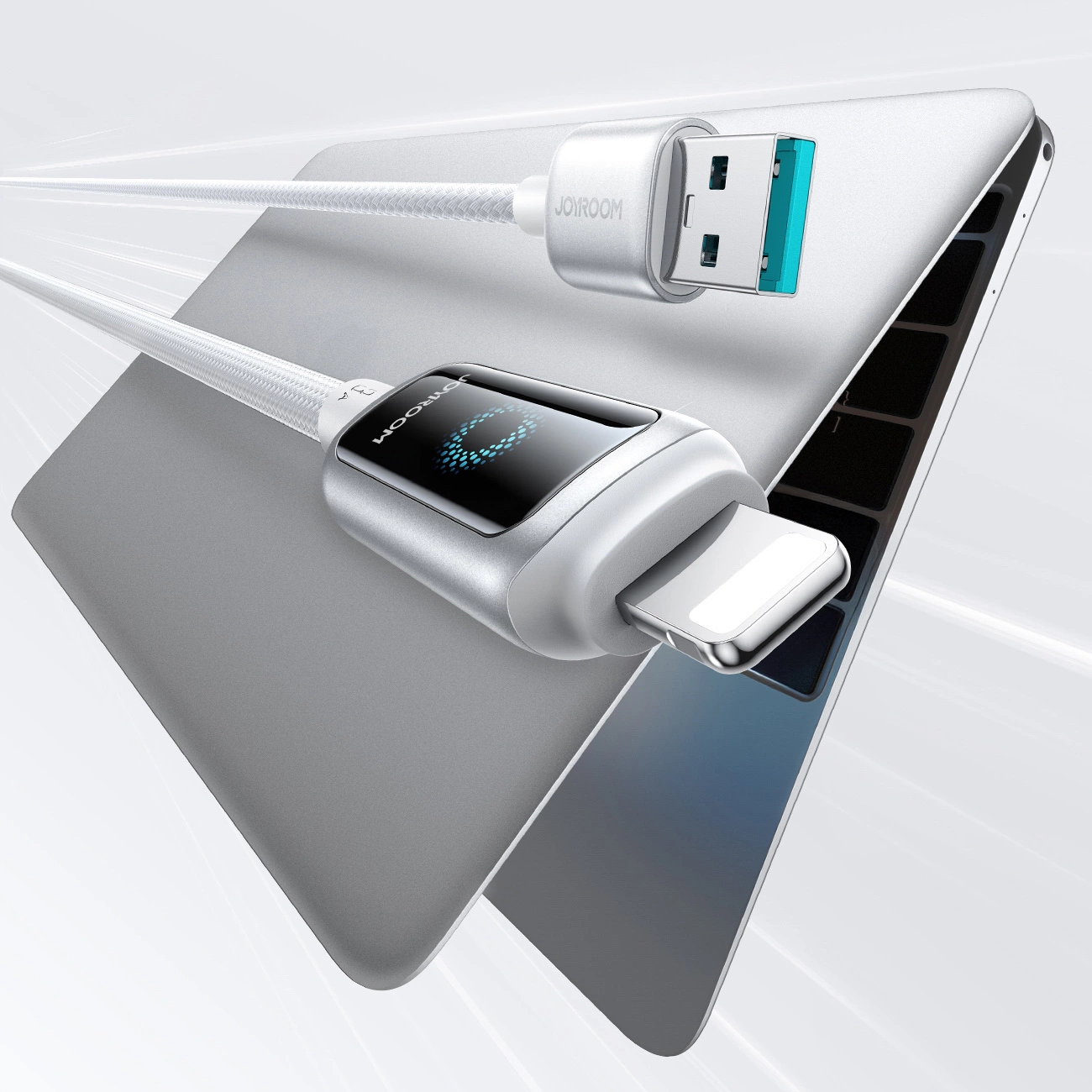 Cabo de Dados e Carregamento USB-A - Lightning Joyroom S-A55 StarFlight Display, 18W, 1.2m, Branco