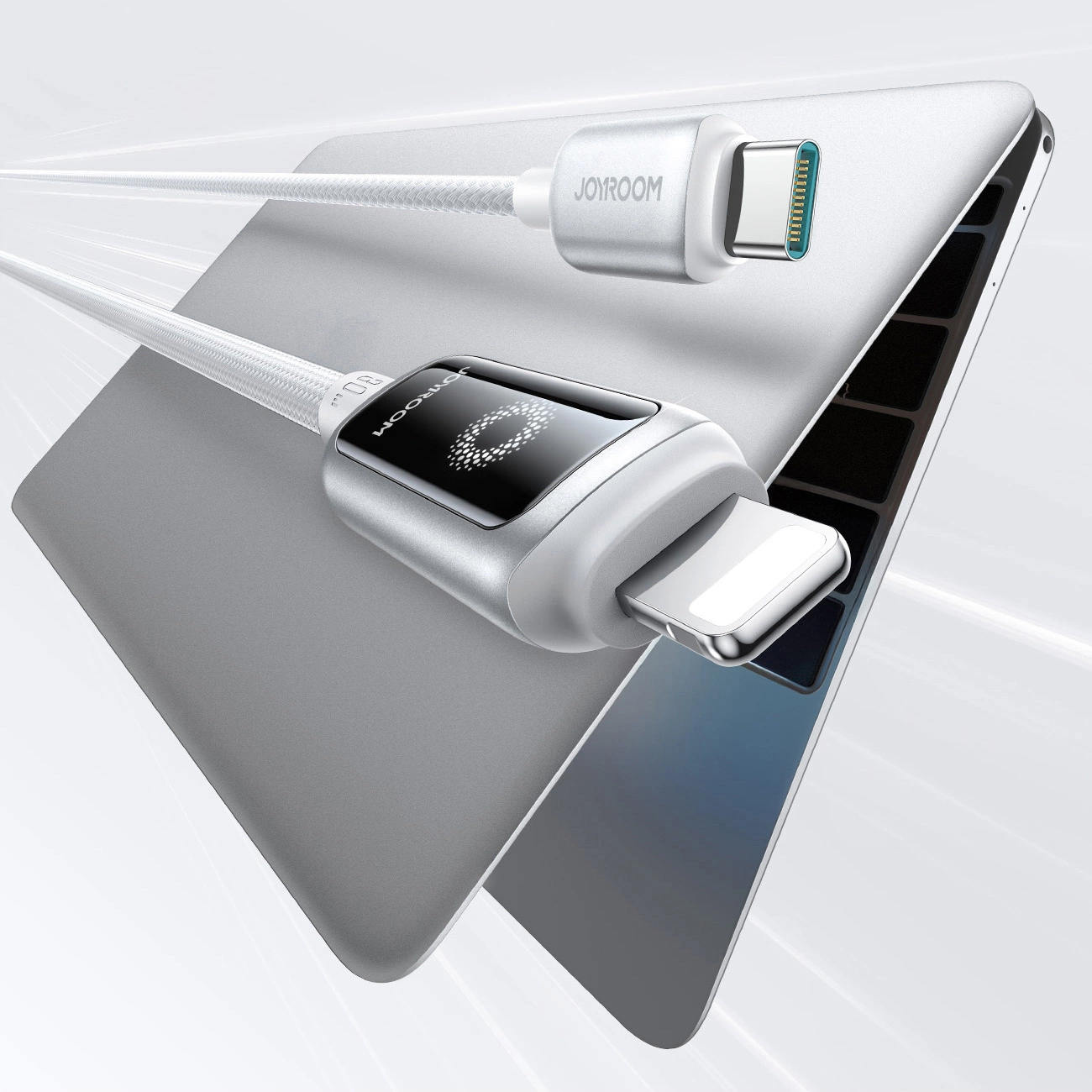 Cabo de Dados e Carregamento USB-C - Lightning Joyroom S-A55 StarFlight Display, 30W, 1.2m, Branco