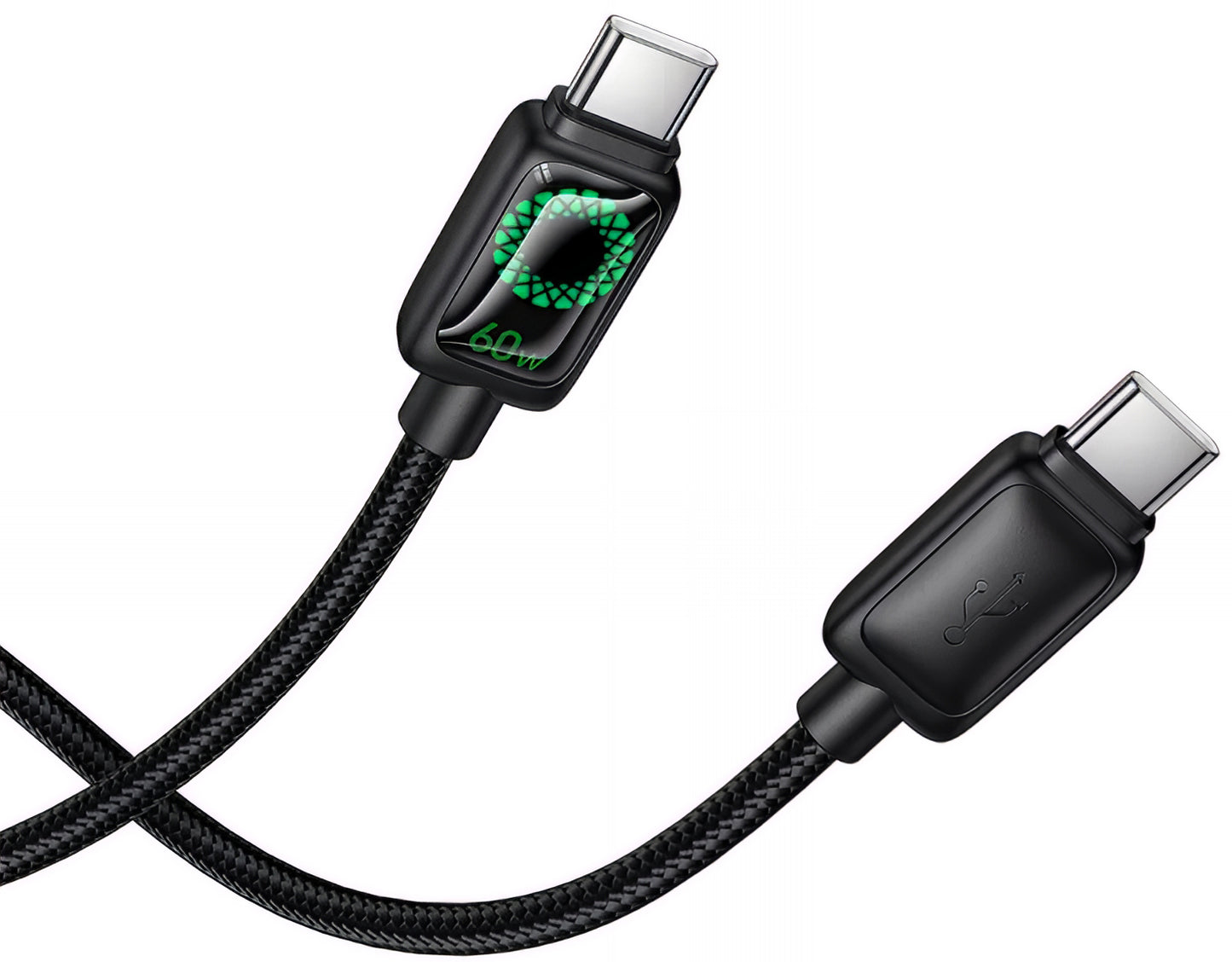 Cabo de Dados e Carregamento USB-C - USB-C HOCO U146, 60W, 1.2m, Preto