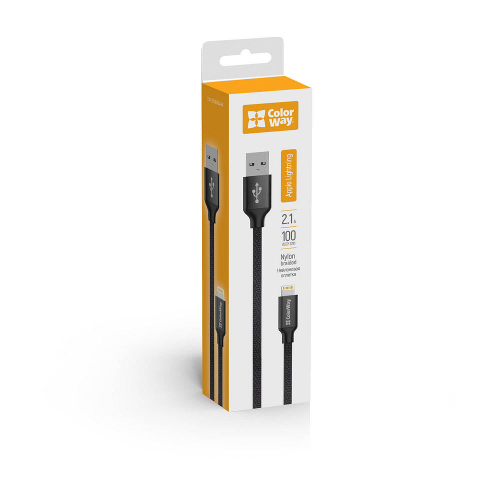 Cabo de Dados e Carregamento USB-A - Lightning ColorWay CW-CBUL004, 18W, 1m, Preto