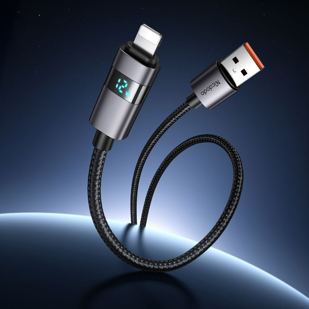 USB-A to Lightning McDodo CA-6490 Display Data and Charging Cable, 18W, 1.2m, Black