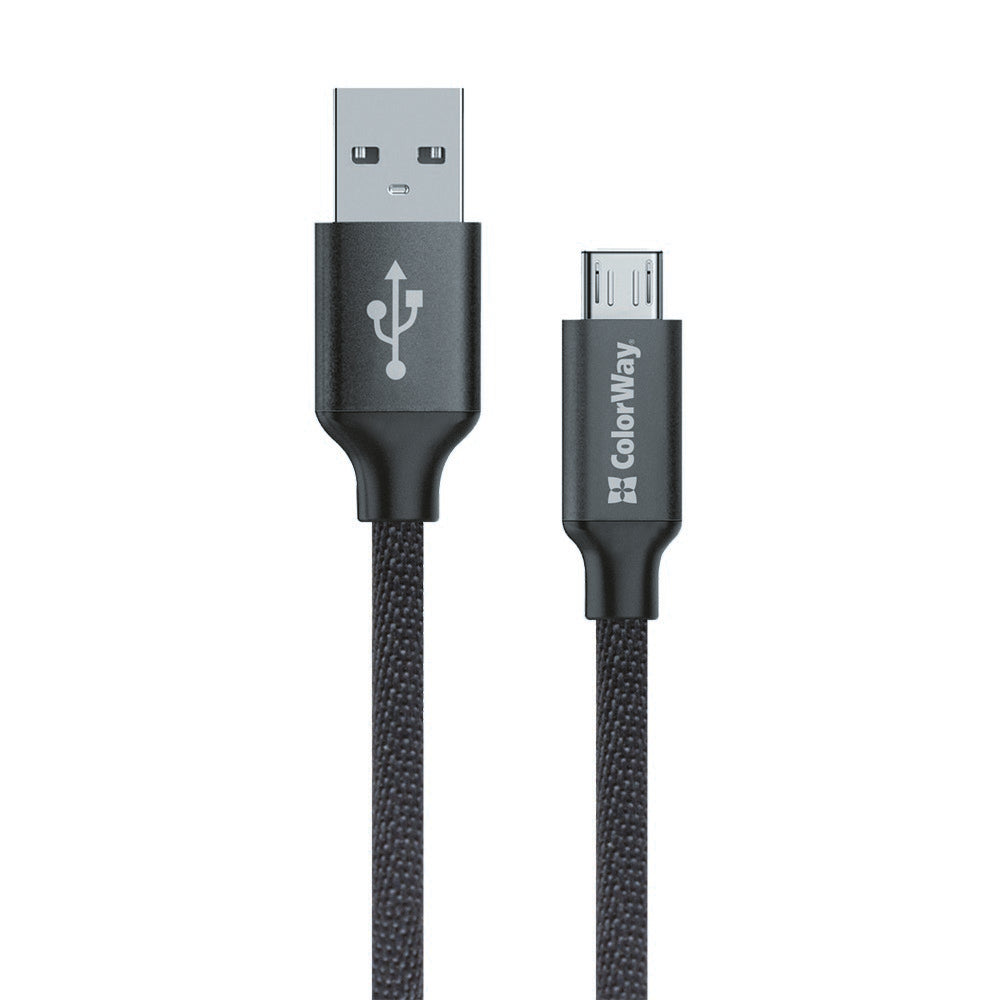 Cabo de Dados e Carregamento USB-A - microUSB ColorWay CW-CBUM002, 18W, 1m, Preto