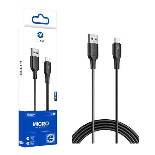 Cabo de Dados e Carregamento USB-A - microUSB Lito LD06V, 18W, 1m, Preto