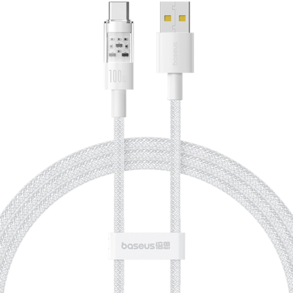 Cabo de Dados e Carregamento USB-A - USB-C Baseus Gem, 100W, 2m, Branco P10373002211-01