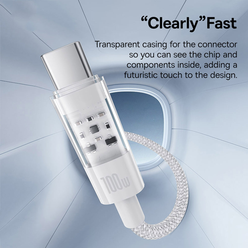 Cabo de Dados e Carregamento USB-A - USB-C Baseus Gem, 100W, 2m, Branco P10373002211-01