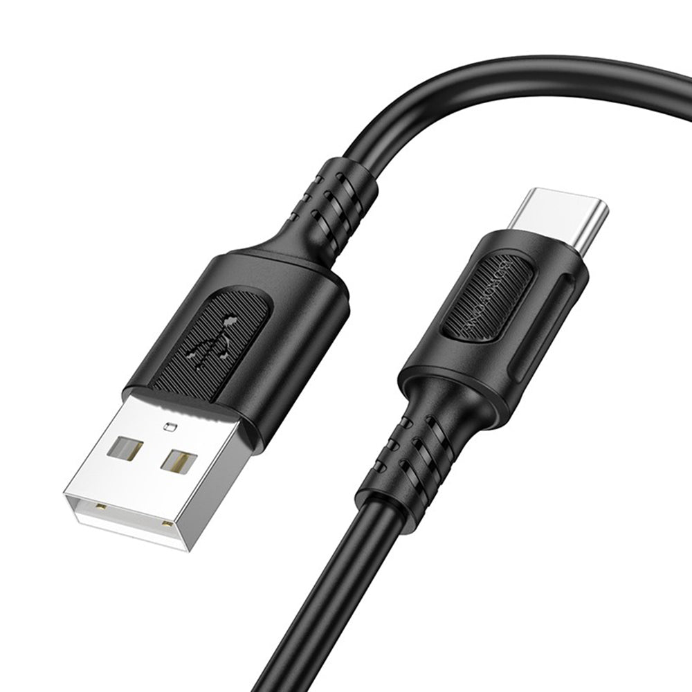 Cabo de Dados e Carregamento USB-A - USB-C Borofone BX111 Feliz, 20W, 1m, Preto