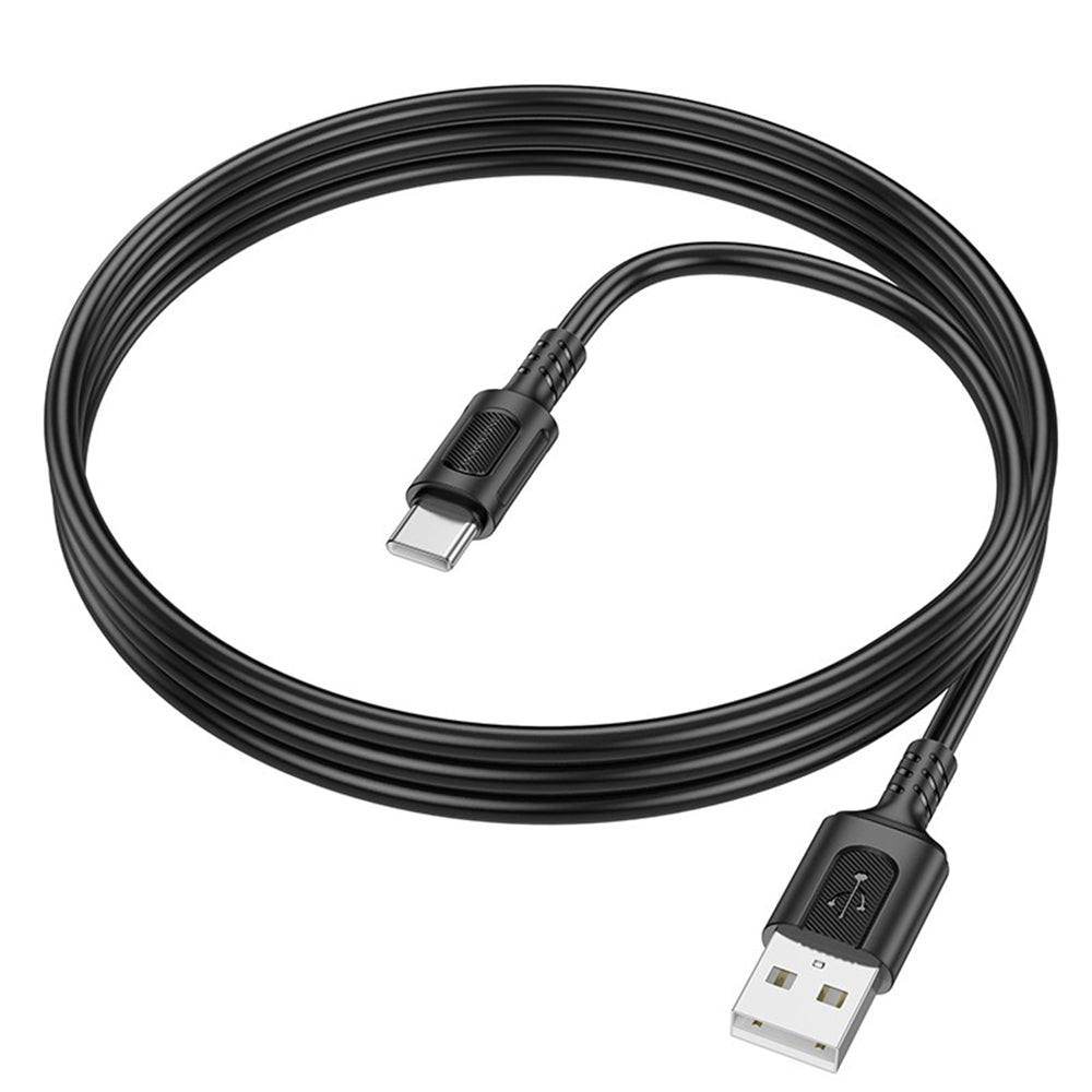 Cabo de Dados e Carregamento USB-A - USB-C Borofone BX111 Feliz, 20W, 1m, Preto