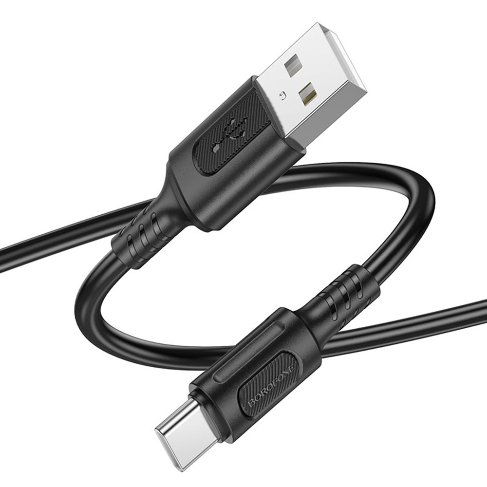 Cabo de Dados e Carregamento USB-A - USB-C Borofone BX111 Feliz, 20W, 1m, Preto