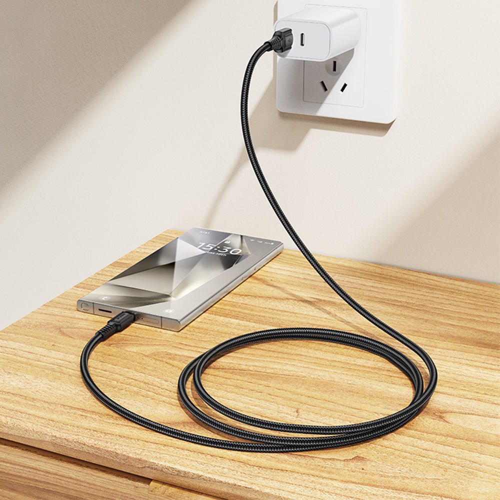 Cabo de Dados e Carregamento USB-A - USB-C Borofone BX116 Certain, 18W, 1m, Preto