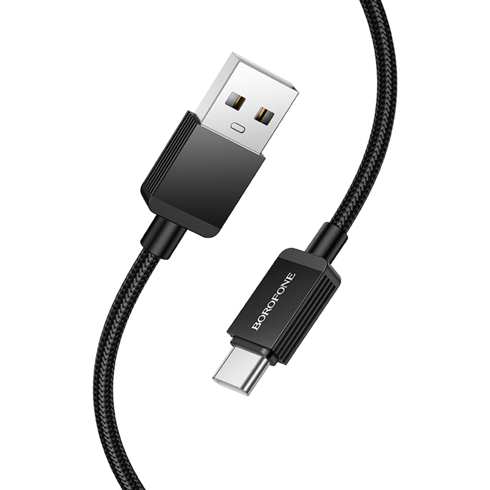 Cabo de Dados e Carregamento USB-A - USB-C Borofone BX120 Placer, 18W, 1m, Preto