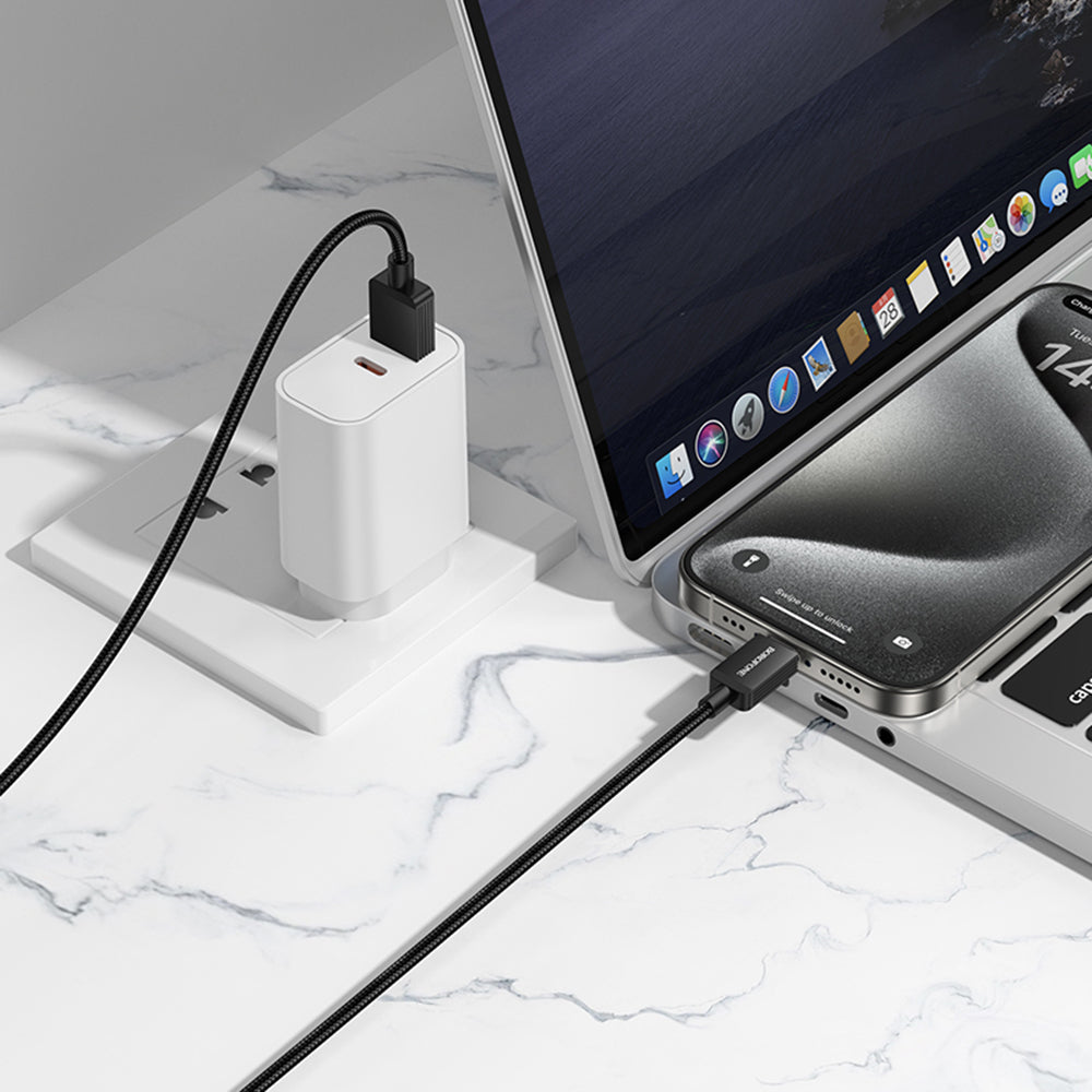 Cabo de Dados e Carregamento USB-A - USB-C Borofone BX120 Placer, 18W, 1m, Preto