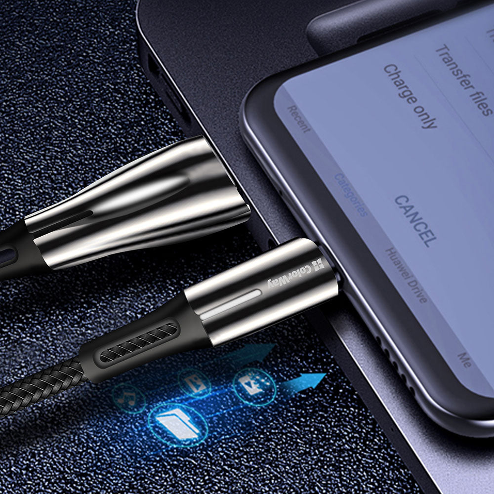 Cabo de Dados e Carregamento USB-A - USB-C ColorWay CW-CBUC035, 18W, 1m, Preto