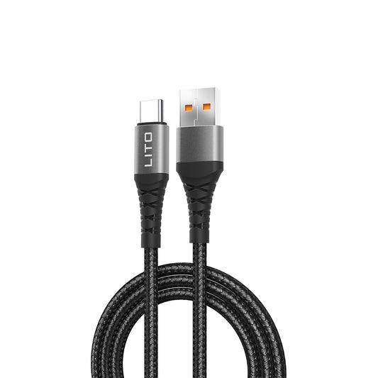 Cabo de Dados e Carregamento USB-A - USB-C Lito LD08T, 18W, 1m, Preto