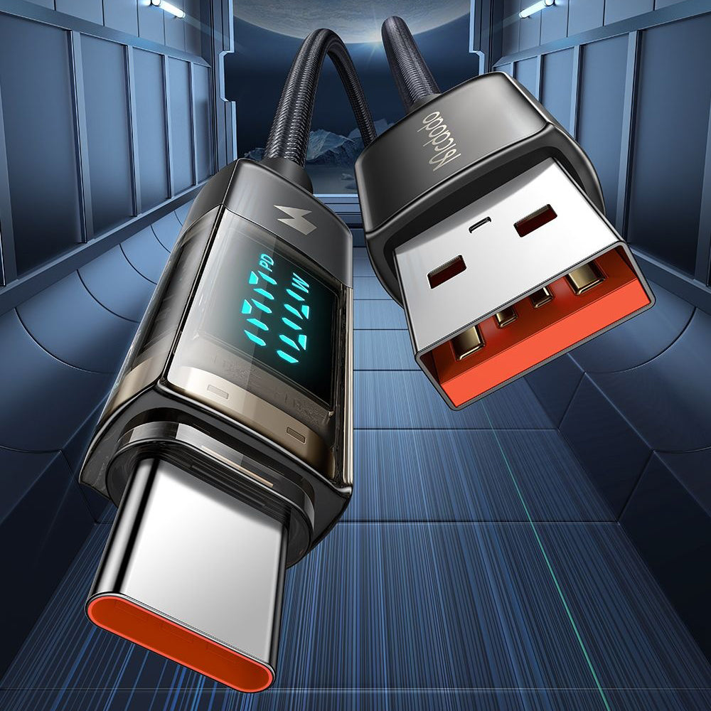 Cabo de Dados e Carregamento USB-A - USB-C McDodo CA-3630 Display Auto Power Off, 66W, 1.2m, Preto