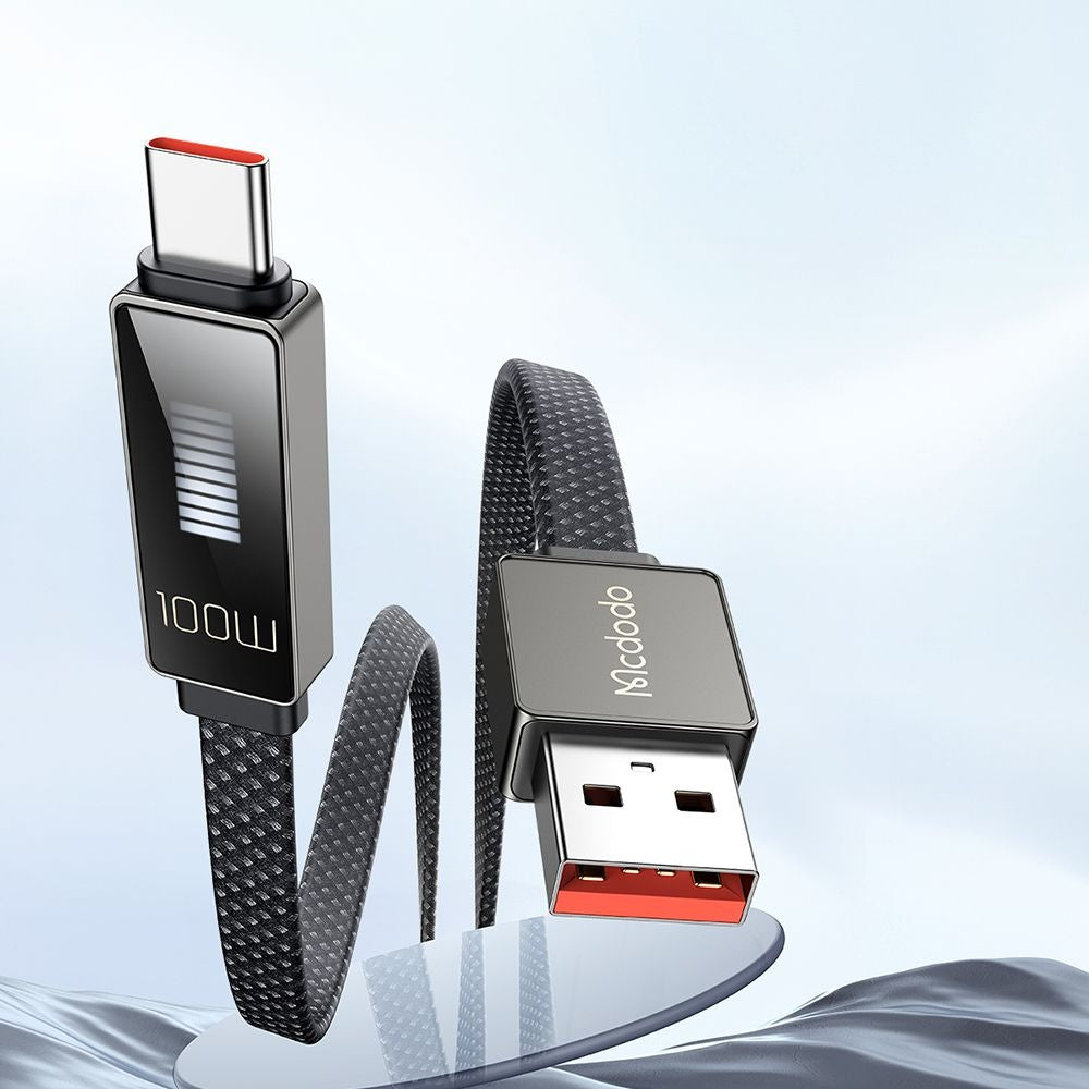 Cabo de Dados e Carregamento USB-A - USB-C McDodo CA-4980 Rythm Display, 100W, 1.2m, Preto