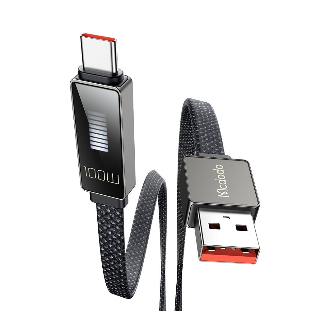 Cabo de Dados e Carregamento USB-A - USB-C McDodo CA-4980 Rythm Display, 100W, 1.2m, Preto