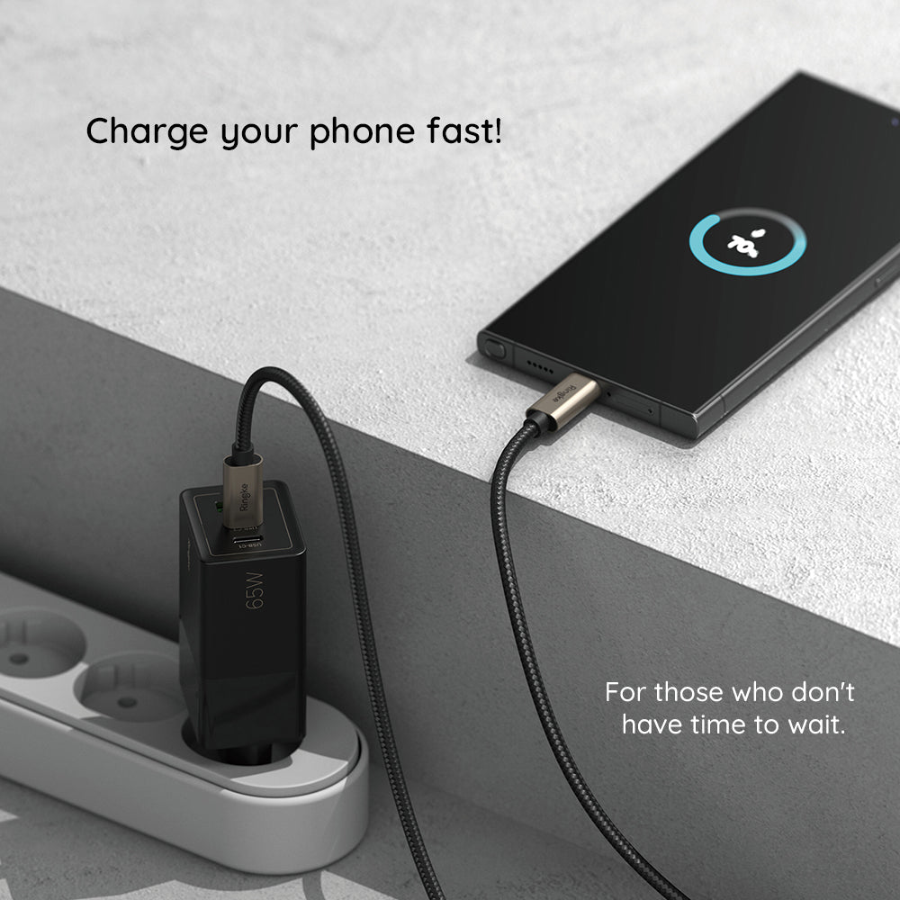 Cabo de Dados e Carregamento USB-A - USB-C Ringke, 60W, 2m, Preto