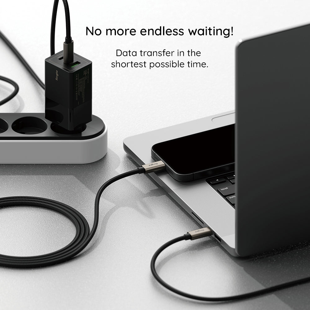 Cabo de Dados e Carregamento USB-A - USB-C Ringke, 60W, 2m, Preto