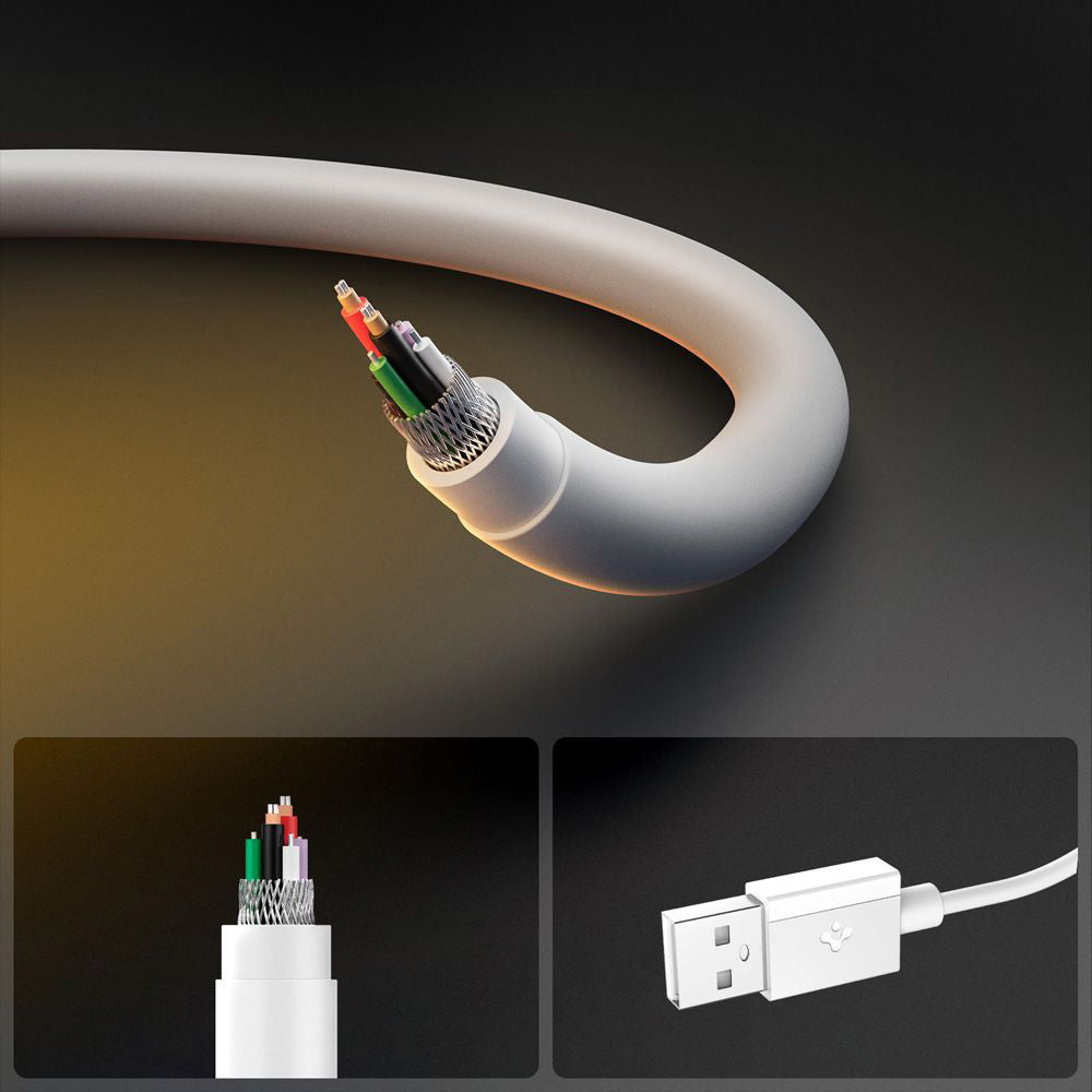 Cabo de Dados e Carregamento USB-A - USB-C Spigen Essential, 60W, 2m, Branco ACA08716