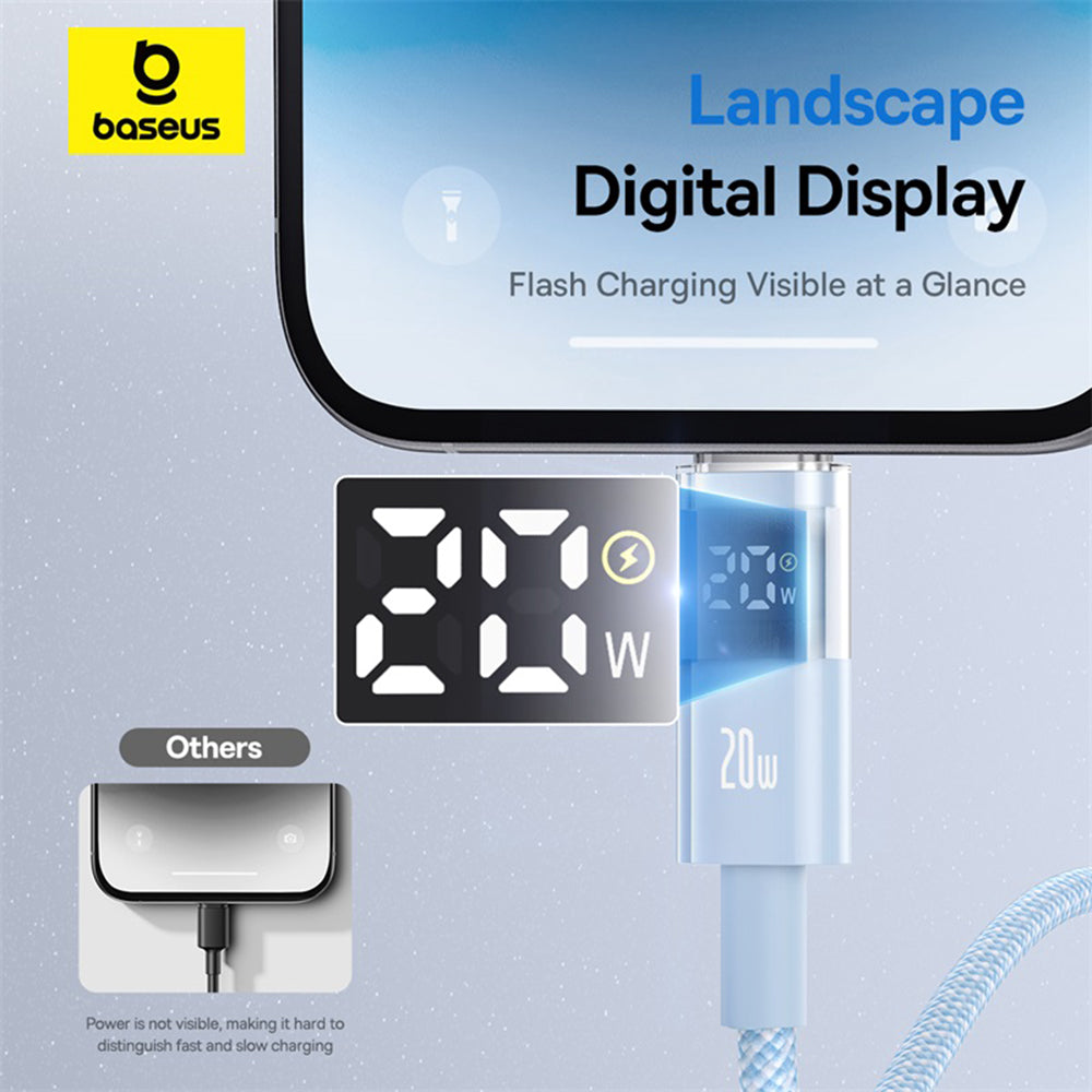 Cabo de Dados e Carregamento USB-C - Lightning Baseus Display 2, 20W, 2m, Azul P10382703311-01