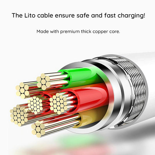 Cabo de Dados e Carregamento USB-C - Lightning Lito LD03, 60W, 1m, Branco