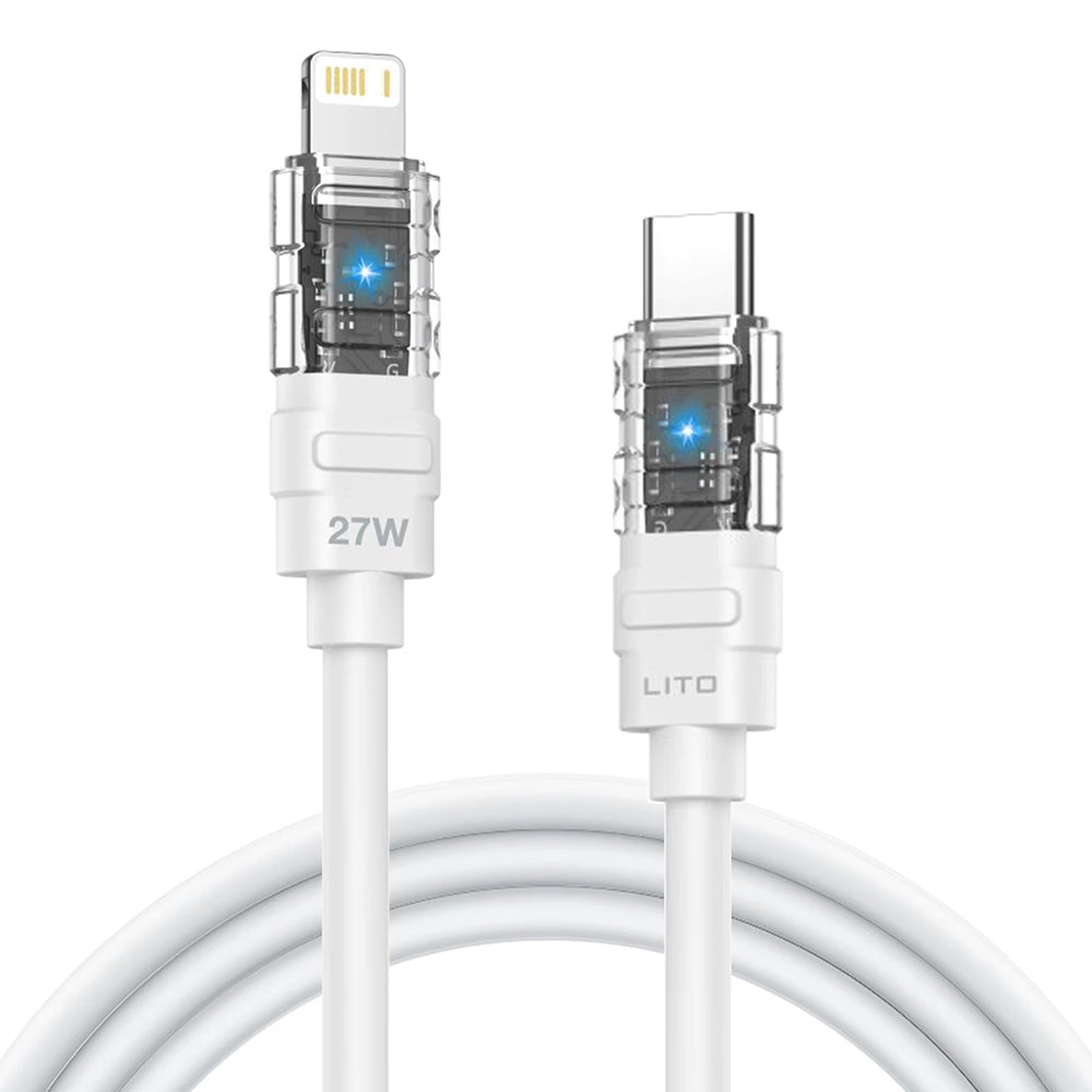 Cabo de Dados e Carregamento USB-C - Lightning Lito LD05, 27W, 1m, Branco